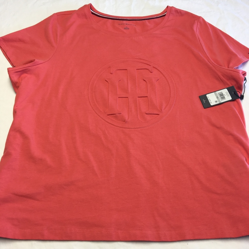 TOMMY HILFIGER PINK SHORT SLEEVE EMBROIDERED SHIRT
